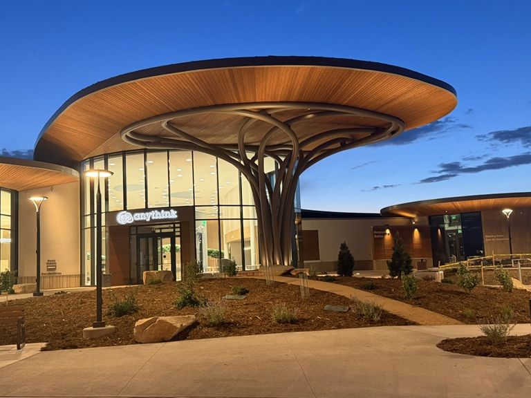 Anythink Nature Library Thornton, CO front facade lights